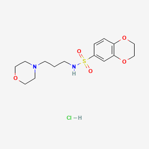 molecular formula C15H23ClN2O5S B2896518 N-(3-吗啉基丙基)-2,3-二氢苯并[b][1,4]二噁英-6-磺酰胺盐酸盐 CAS No. 97498-41-4