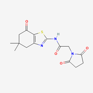 molecular formula C15H17N3O4S B2896531 N-(5,5-dimethyl-7-oxo-4,6-dihydro-1,3-benzothiazol-2-yl)-2-(2,5-dioxo-1-pyrrolidinyl)acetamide CAS No. 393837-51-9