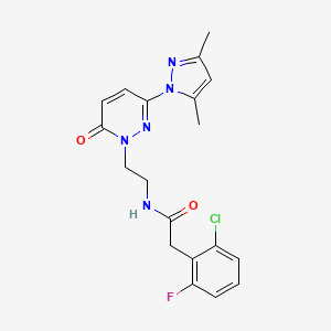 molecular formula C19H19ClFN5O2 B2896535 2-(2-chloro-6-fluorophenyl)-N-(2-(3-(3,5-dimethyl-1H-pyrazol-1-yl)-6-oxopyridazin-1(6H)-yl)ethyl)acetamide CAS No. 1351641-93-4