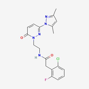 molecular formula C19H19ClFN5O2 B2896535 2-(2-氯-6-氟苯基)-N-(2-(3-(3,5-二甲基-1H-吡唑-1-基)-6-氧代吡哒嗪-1(6H)-基)乙基)乙酰胺 CAS No. 1351641-93-4