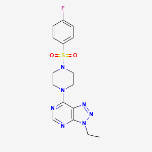 molecular formula C16H18FN7O2S B2896536 3-ethyl-7-(4-((4-fluorophenyl)sulfonyl)piperazin-1-yl)-3H-[1,2,3]triazolo[4,5-d]pyrimidine CAS No. 1058387-87-3