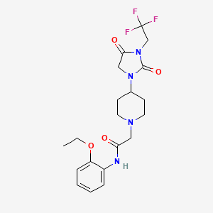 molecular formula C20H25F3N4O4 B2896537 2-{4-[2,4-dioxo-3-(2,2,2-trifluoroethyl)imidazolidin-1-yl]piperidin-1-yl}-N-(2-ethoxyphenyl)acetamide CAS No. 2097917-80-9