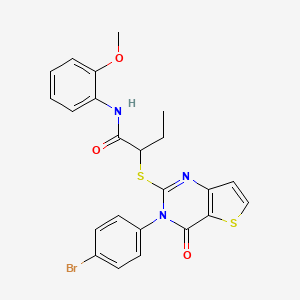 molecular formula C23H20BrN3O3S2 B2896543 2-((3-(4-bromophenyl)-4-oxo-3,4-dihydrothieno[3,2-d]pyrimidin-2-yl)thio)-N-(2-methoxyphenyl)butanamide CAS No. 1795483-02-1