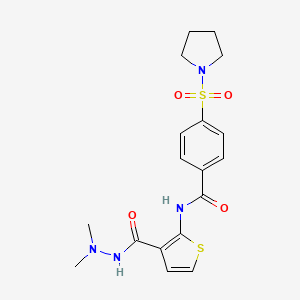 N-(3-(2,2-dimethylhydrazinecarbonyl)thiophen-2-yl)-4-(pyrrolidin-1-ylsulfonyl)benzamide