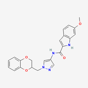 N-(1-((2,3-dihydrobenzo[b][1,4]dioxin-2-yl)methyl)-1H-pyrazol-4-yl)-6-methoxy-1H-indole-2-carboxamide