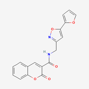 molecular formula C18H12N2O5 B2896558 N-((5-(呋喃-2-基)异恶唑-3-基)甲基)-2-氧代-2H-色烯-3-甲酰胺 CAS No. 1105241-98-2