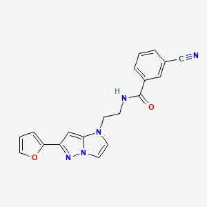 molecular formula C19H15N5O2 B2896562 3-氰基-N-(2-(6-(呋喃-2-基)-1H-咪唑并[1,2-b]吡唑-1-基)乙基)苯甲酰胺 CAS No. 1788543-46-3