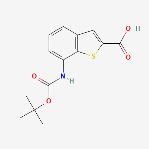 molecular formula C14H15NO4S B2896565 7-[(2-Methylpropan-2-yl)oxycarbonylamino]-1-benzothiophene-2-carboxylic acid CAS No. 2248310-17-8