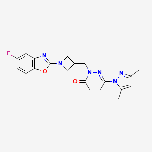 molecular formula C20H19FN6O2 B2896583 6-(3,5-二甲基-1H-吡唑-1-基)-2-{[1-(5-氟-1,3-苯并恶唑-2-基)氮杂环丁-3-基]甲基}-2,3-二氢哒嗪-3-酮 CAS No. 2180010-27-7