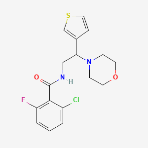 molecular formula C17H18ClFN2O2S B2896587 2-氯-6-氟-N-(2-吗啉基-2-(噻吩-3-基)乙基)苯甲酰胺 CAS No. 946272-32-8