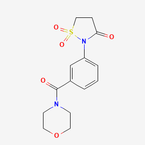 molecular formula C14H16N2O5S B2896588 2-(3-(吗啉-4-羰基)苯基)异噻唑烷-3-酮 1,1-二氧化物 CAS No. 950413-64-6