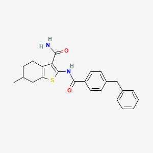 molecular formula C24H24N2O2S B2896595 2-(4-苄基苯甲酰胺)-6-甲基-4,5,6,7-四氢苯并[b]噻吩-3-甲酰胺 CAS No. 681227-79-2