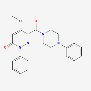 molecular formula C22H22N4O3 B2896598 5-Methoxy-2-phenyl-6-(4-phenylpiperazine-1-carbonyl)pyridazin-3-one CAS No. 941944-18-9