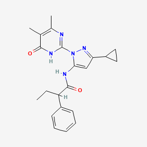 molecular formula C22H25N5O2 B2896607 N-(3-cyclopropyl-1-(4,5-dimethyl-6-oxo-1,6-dihydropyrimidin-2-yl)-1H-pyrazol-5-yl)-2-phenylbutanamide CAS No. 1207007-92-8