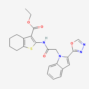 ethyl 2-(2-(2-(1,3,4-oxadiazol-2-yl)-1H-indol-1-yl)acetamido)-4,5,6,7-tetrahydrobenzo[b]thiophene-3-carboxylate