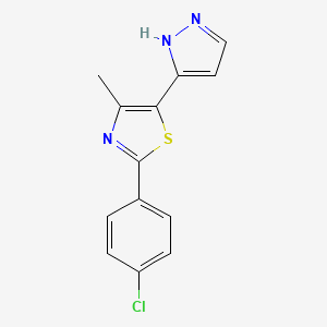 molecular formula C13H10ClN3S B2896644 2-(4-chlorophenyl)-4-methyl-5-(1H-pyrazol-3-yl)-1,3-thiazole CAS No. 499796-03-1
