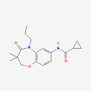 molecular formula C18H24N2O3 B2896668 N-(3,3-dimethyl-4-oxo-5-propyl-2,3,4,5-tetrahydrobenzo[b][1,4]oxazepin-7-yl)cyclopropanecarboxamide CAS No. 921521-70-2