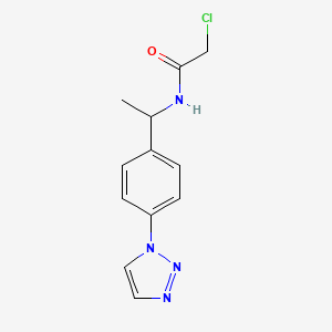 molecular formula C12H13ClN4O B2896669 2-Chloro-N-[1-[4-(triazol-1-yl)phenyl]ethyl]acetamide CAS No. 2411274-30-9