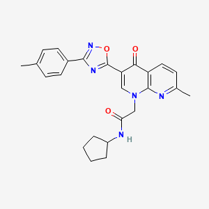 N-cyclopentyl-2-(7-methyl-4-oxo-3-(3-(p-tolyl)-1,2,4-oxadiazol-5-yl)-1,8-naphthyridin-1(4H)-yl)acetamide