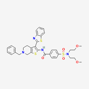 molecular formula C34H36N4O5S3 B2896674 N-(3-(benzo[d]thiazol-2-yl)-6-benzyl-4,5,6,7-tetrahydrothieno[2,3-c]pyridin-2-yl)-4-(N,N-bis(2-methoxyethyl)sulfamoyl)benzamide CAS No. 524695-19-0