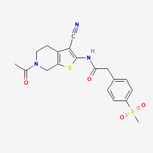 N-(6-acetyl-3-cyano-4,5,6,7-tetrahydrothieno[2,3-c]pyridin-2-yl)-2-(4-(methylsulfonyl)phenyl)acetamide