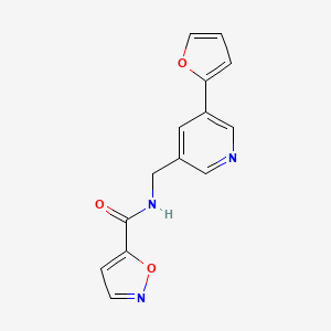 molecular formula C14H11N3O3 B2896686 N-((5-(furan-2-yl)pyridin-3-yl)methyl)isoxazole-5-carboxamide CAS No. 2034339-45-0