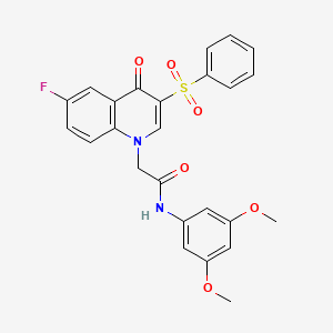 2-[3-(benzenesulfonyl)-6-fluoro-4-oxoquinolin-1-yl]-N-(3,5-dimethoxyphenyl)acetamide