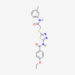 molecular formula C20H20N4O3S2 B2896698 4-乙氧基-N-(5-((2-氧代-2-(间甲苯基氨基)乙基)硫)-1,3,4-噻二唑-2-基)苯甲酰胺 CAS No. 392292-27-2
