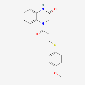 4-(3-((4-methoxyphenyl)thio)propanoyl)-3,4-dihydroquinoxalin-2(1H)-one