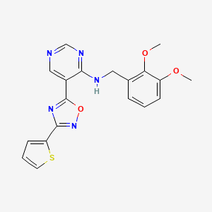 molecular formula C19H17N5O3S B2896724 N-(2,3-dimethoxybenzyl)-5-(3-(thiophen-2-yl)-1,2,4-oxadiazol-5-yl)pyrimidin-4-amine CAS No. 2034543-45-6