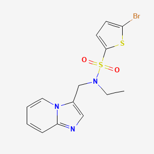 molecular formula C14H14BrN3O2S2 B2896728 5-bromo-N-ethyl-N-(imidazo[1,2-a]pyridin-3-ylmethyl)thiophene-2-sulfonamide CAS No. 1448122-23-3