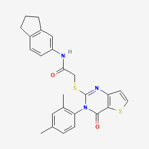 N-(2,3-dihydro-1H-inden-5-yl)-2-{[3-(2,4-dimethylphenyl)-4-oxo-3,4-dihydrothieno[3,2-d]pyrimidin-2-yl]sulfanyl}acetamide