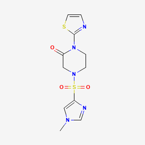 molecular formula C11H13N5O3S2 B2896739 4-((1-methyl-1H-imidazol-4-yl)sulfonyl)-1-(thiazol-2-yl)piperazin-2-one CAS No. 2320174-96-5