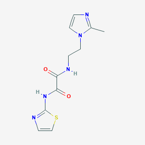 molecular formula C11H13N5O2S B2896744 N1-(2-(2-methyl-1H-imidazol-1-yl)ethyl)-N2-(thiazol-2-yl)oxalamide CAS No. 1210433-34-3