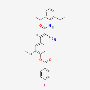 molecular formula C28H25FN2O4 B2896749 [4-[(E)-2-cyano-3-(2,6-diethylanilino)-3-oxoprop-1-enyl]-2-methoxyphenyl] 4-fluorobenzoate CAS No. 722473-67-8