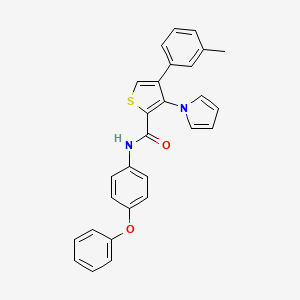 molecular formula C28H22N2O2S B2896760 4-(3-methylphenyl)-N-(4-phenoxyphenyl)-3-(1H-pyrrol-1-yl)thiophene-2-carboxamide CAS No. 1291871-43-6