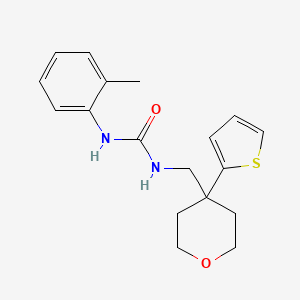 molecular formula C18H22N2O2S B2896772 1-((4-(thiophen-2-yl)tetrahydro-2H-pyran-4-yl)methyl)-3-(o-tolyl)urea CAS No. 1208511-87-8