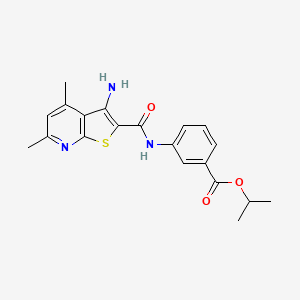 molecular formula C20H21N3O3S B2896780 Methylethyl 3-[(3-amino-4,6-dimethylthiopheno[2,3-b]pyridin-2-yl)carbonylamino]benzoate CAS No. 691866-90-7