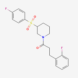3-(2-Fluorophenyl)-1-(3-((4-fluorophenyl)sulfonyl)piperidin-1-yl)propan-1-one