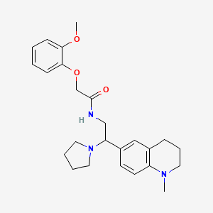 molecular formula C25H33N3O3 B2896794 2-(2-methoxyphenoxy)-N-(2-(1-methyl-1,2,3,4-tetrahydroquinolin-6-yl)-2-(pyrrolidin-1-yl)ethyl)acetamide CAS No. 921895-49-0