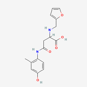 molecular formula C16H18N2O5 B2896800 2-((Furan-2-ylmethyl)amino)-4-((4-hydroxy-2-methylphenyl)amino)-4-oxobutanoic acid CAS No. 1098635-68-7