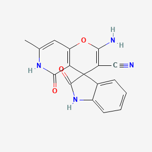 molecular formula C17H12N4O3 B2896805 2'-Amino-7'-methyl-2,5'-dioxo-5',6'-dihydrospiro[indoline-3,4'-pyrano[3,2-c]pyridine]-3'-carbonitrile CAS No. 886170-75-8