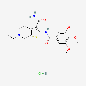 molecular formula C20H26ClN3O5S B2896810 6-Ethyl-2-(3,4,5-trimethoxybenzamido)-4,5,6,7-tetrahydrothieno[2,3-c]pyridine-3-carboxamide hydrochloride CAS No. 1217125-23-9