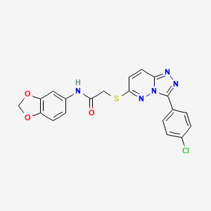 molecular formula C20H14ClN5O3S B2896811 N-(benzo[d][1,3]dioxol-5-yl)-2-((3-(4-chlorophenyl)-[1,2,4]triazolo[4,3-b]pyridazin-6-yl)thio)acetamide CAS No. 852373-29-6
