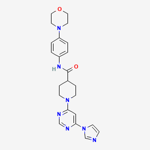 molecular formula C23H27N7O2 B2896813 1-(6-(1H-咪唑-1-基)嘧啶-4-基)-N-(4-吗啉基苯基)哌啶-4-甲酰胺 CAS No. 1351651-74-5