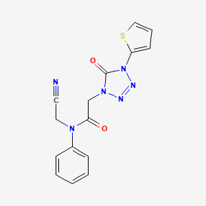molecular formula C15H12N6O2S B2896819 N-(cyanomethyl)-2-[5-oxo-4-(thiophen-2-yl)-4,5-dihydro-1H-1,2,3,4-tetrazol-1-yl]-N-phenylacetamide CAS No. 1050829-59-8