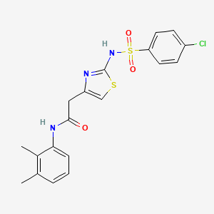 molecular formula C19H18ClN3O3S2 B2896829 2-(2-(4-chlorophenylsulfonamido)thiazol-4-yl)-N-(2,3-dimethylphenyl)acetamide CAS No. 921925-97-5