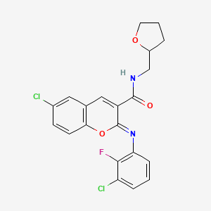 (2Z)-6-chloro-2-[(3-chloro-2-fluorophenyl)imino]-N-(tetrahydrofuran-2-ylmethyl)-2H-chromene-3-carboxamide