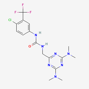 molecular formula C16H19ClF3N7O B2896849 1-((4,6-Bis(dimethylamino)-1,3,5-triazin-2-yl)methyl)-3-(4-chloro-3-(trifluoromethyl)phenyl)urea CAS No. 2034426-26-9