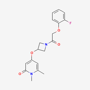 molecular formula C18H19FN2O4 B2896856 4-((1-(2-(2-fluorophenoxy)acetyl)azetidin-3-yl)oxy)-1,6-dimethylpyridin-2(1H)-one CAS No. 2034385-90-3